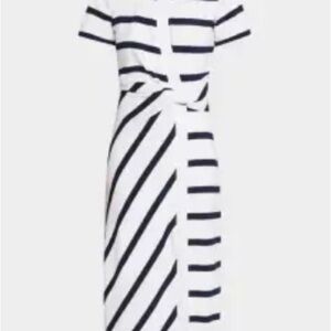 Tanya Taylor Black and White Striped Maxi Dress